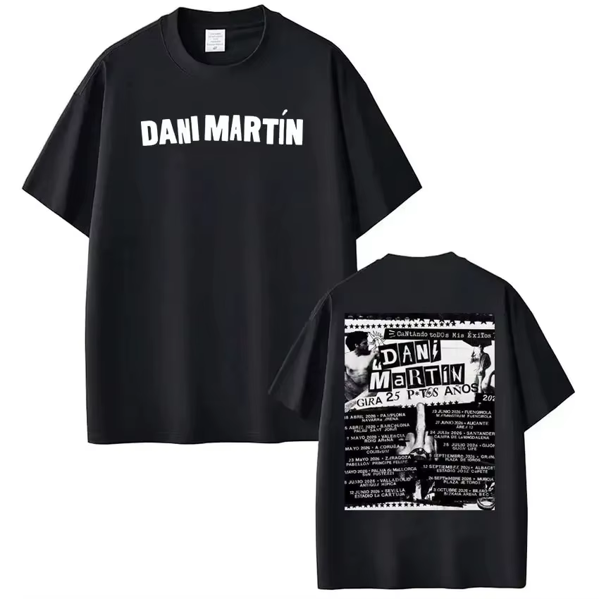 T-shirt graphique tendance Dani Martín, unisexe, style gothique punk, été, pur coton, Harajuku, rétr