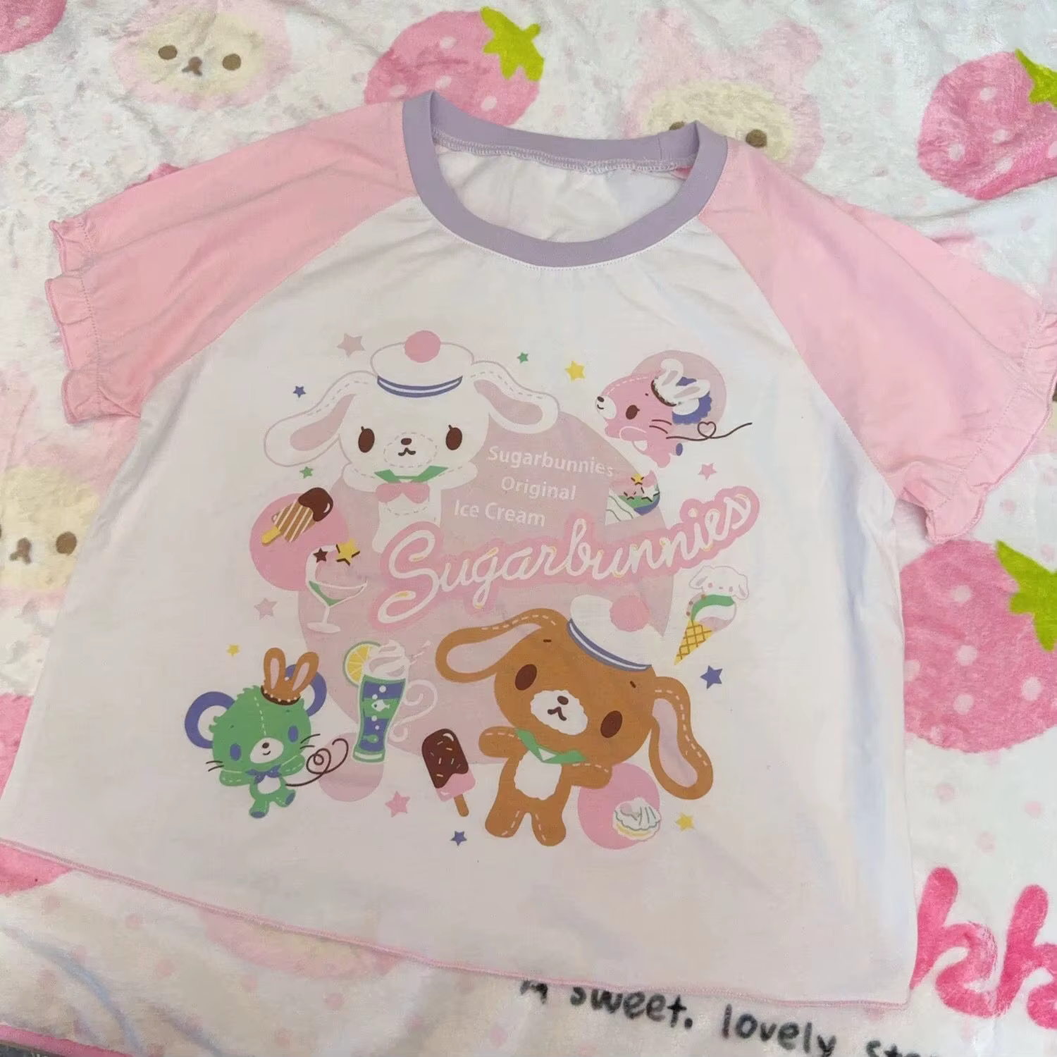 T-shirt court pour femmes, vêtements japonais, hauts mignons, à la mode, doux, Camisetas, imprimé An