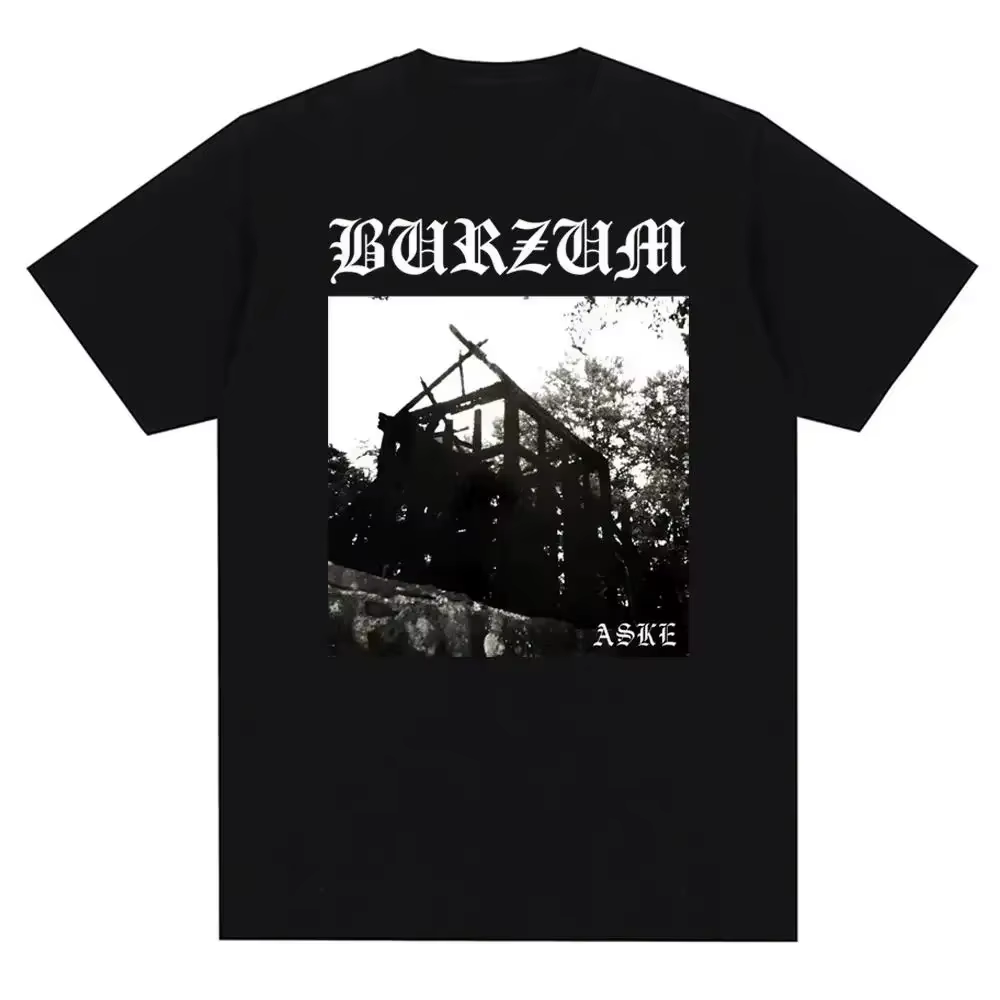 T-shirt vintage en métal avec impression de couverture d'album Burzums, t-shirt décontracté à manche