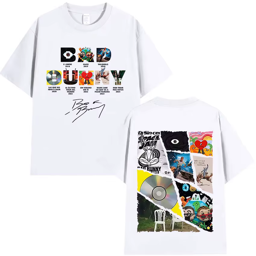 Rappeur Bad Bunny Tour 2025 Album Merch T-shirts Debi Tirar Mas Fotos DTMF graphiques T-shirts unise