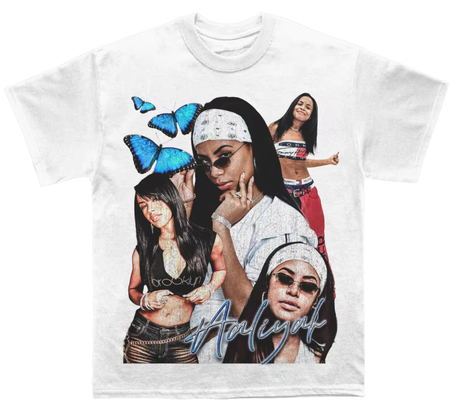 T-shirt en coton blanc Aaliyah pour homme, style rétro vintage streetwear, vêtements pour homme et f