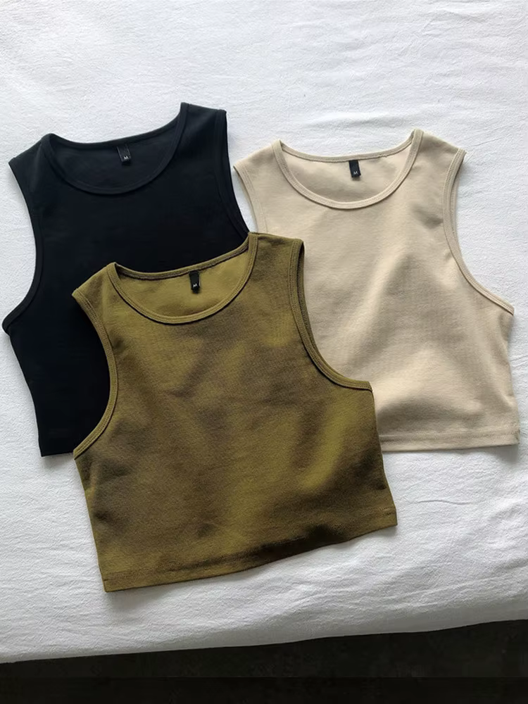 Haut court rétro sans manches pour femmes, nouveau, haut, audiminceur, extensible, slim, court, été