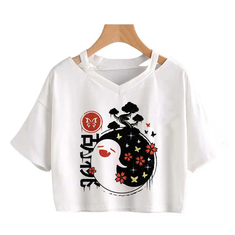 Haut court Kawaii Genshin Impact T-shirt femmes t-shirts graphiques Kawaii hauts Harajuku dessin ani