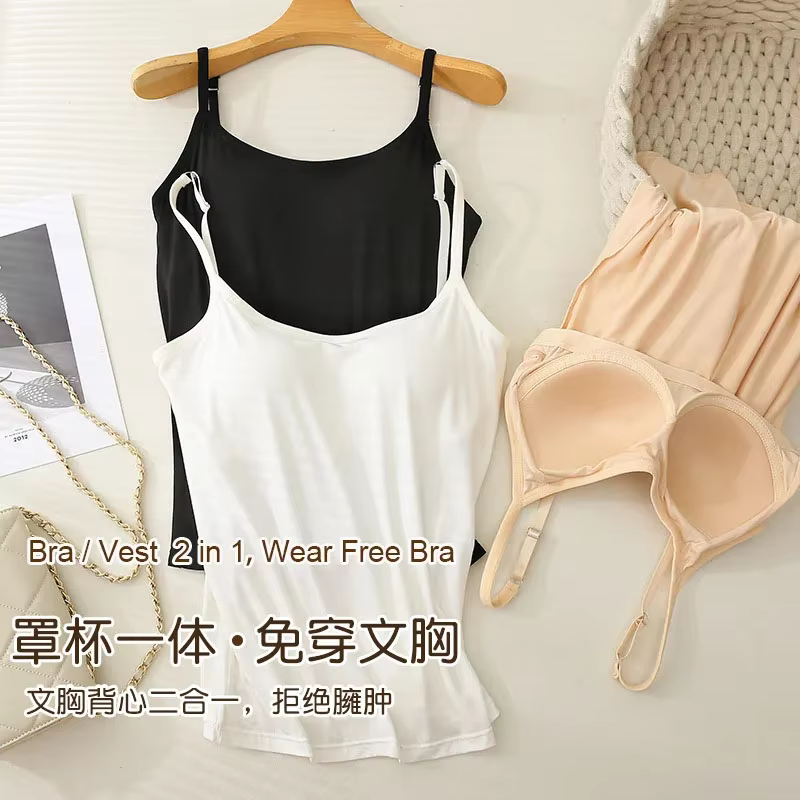 M-3XL pour 35-85kg Modal grande taille Camisole débardeur avec tasse fixe poitrine rembourrée vêteme