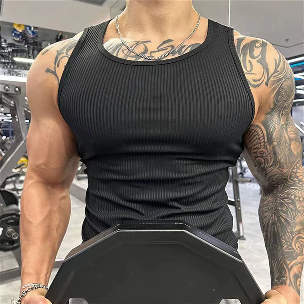 Débardeur à col rond pour homme, couleur unie, mode printemps été, pulls sans manches, t-shirts de S