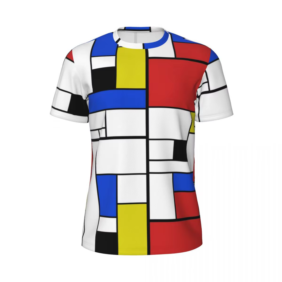Mondrian Line t-shirt hommes coloré Plaid Style de rue course T-Shirts respirant été mode T-Shirts c