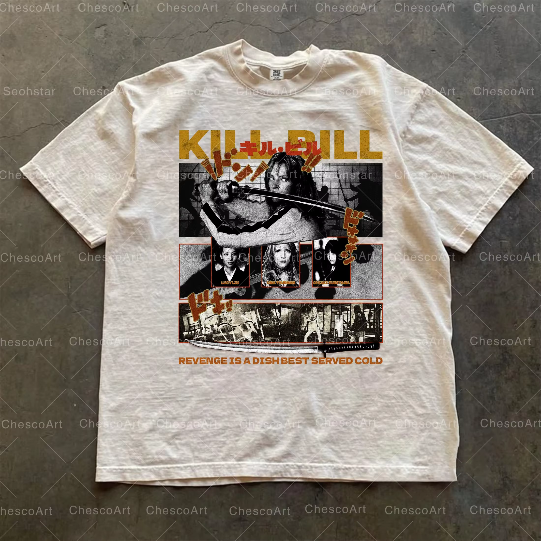 T-shirt sur le thème du film « Kill », T-shirt rétro à motif de film japonais de Quentin Tarantino, 
