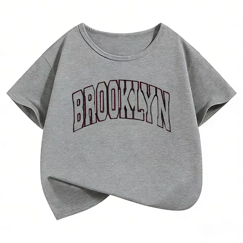 T-shirts à la mode imprimés avec des lettres Brooklyn, à manches courtes, pour enfants, garçons et f
