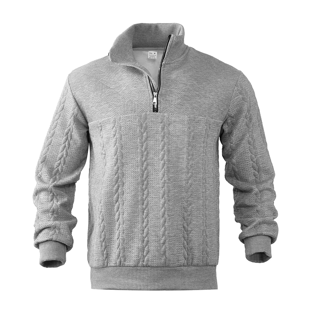 Pull à demi-zip pour homme, nouveau modèle ample à col montant et manches longues