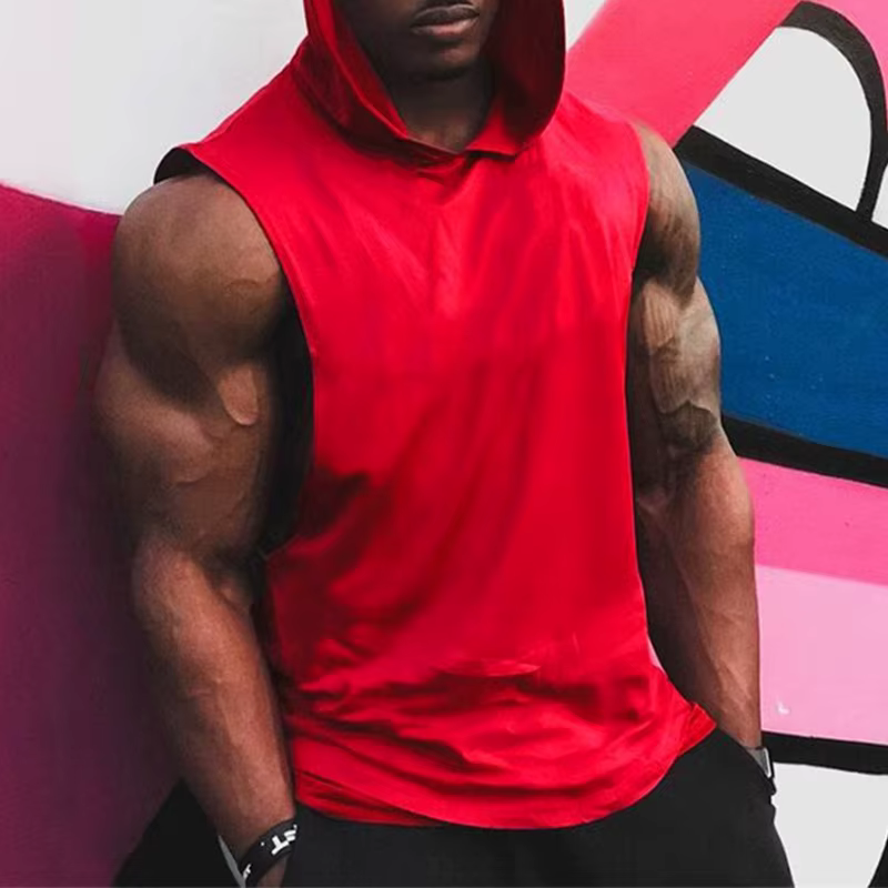 Débardeurs à capuche décontractés pour hommes – Nouvelle collection été – Couleur unie – Sans manche