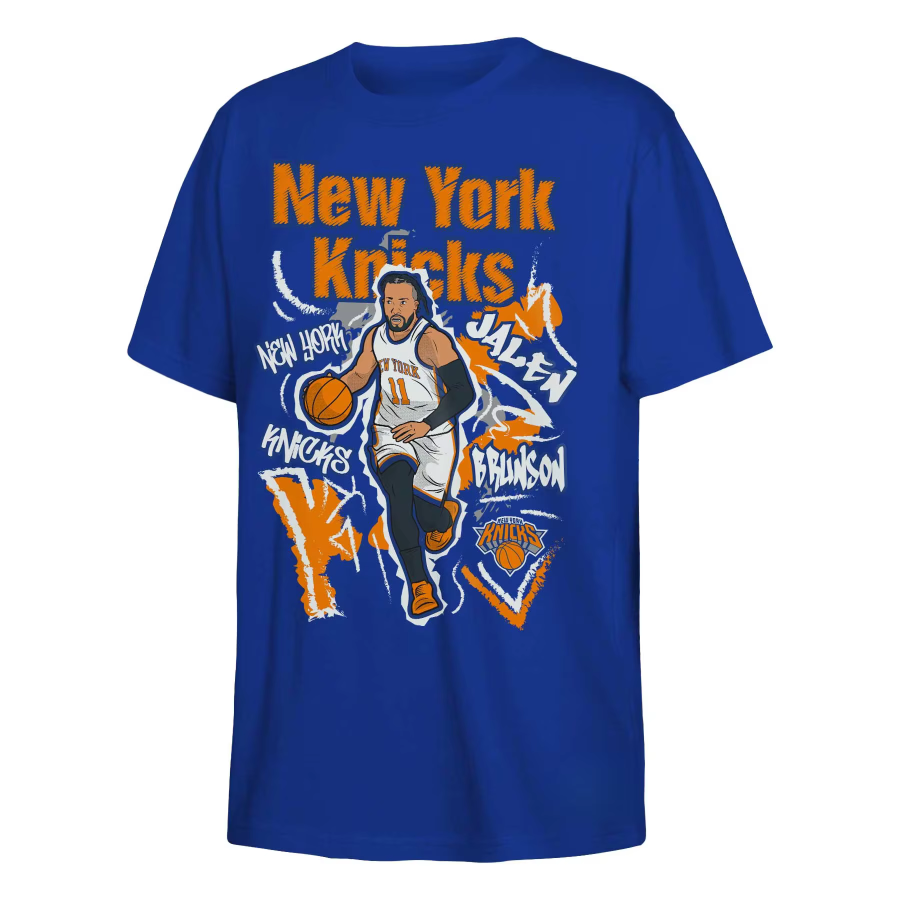 T-shirt Cartoon Brunson des Knicks de New York 2026 – Coton Y2K pour Homme et Femme, Col Rond, Manch
