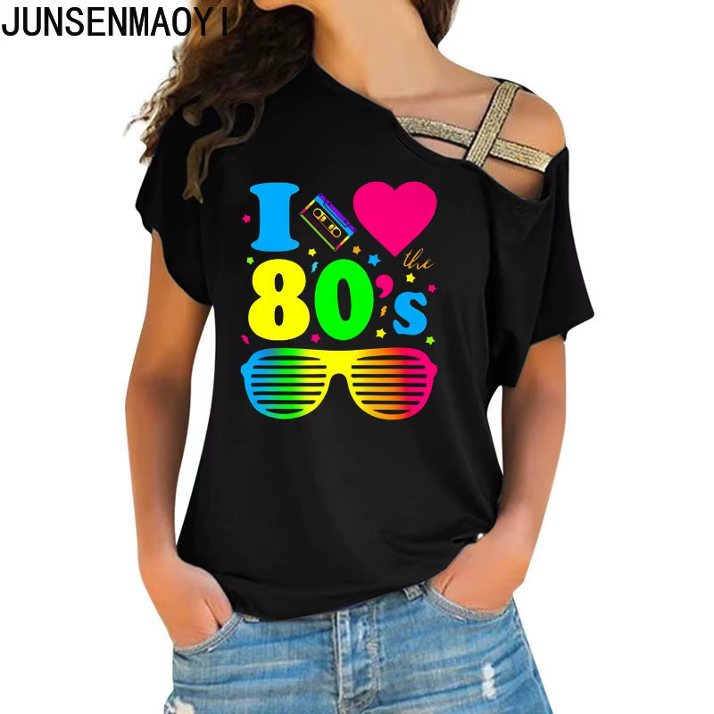 J'adore Les 80s Vêtements Nouvelles Femmes Pour T-Shirt Et T-Shirt Irrégulière Femmes T-Shirt Tops d