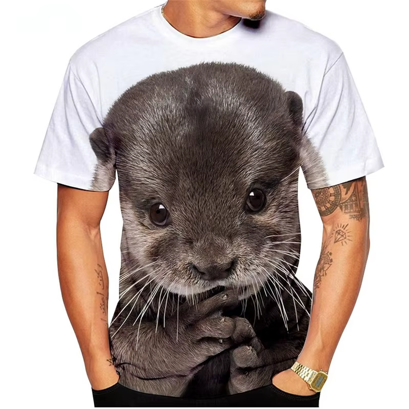 T-shirt manches courtes pour homme et femme, estival et décontracté, à la mode, avec animaux drôles 