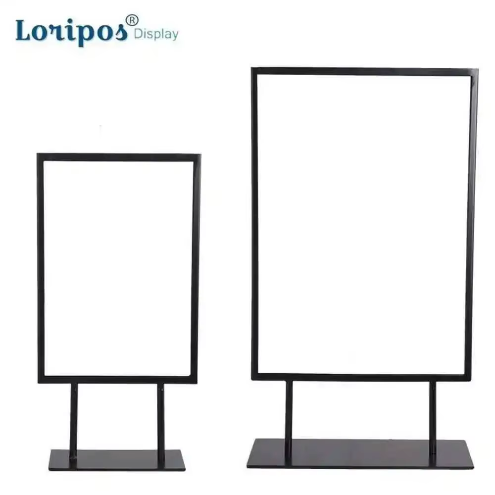 Support de table en métal pour affiches, présentoir double face pour menus, support de signalisation