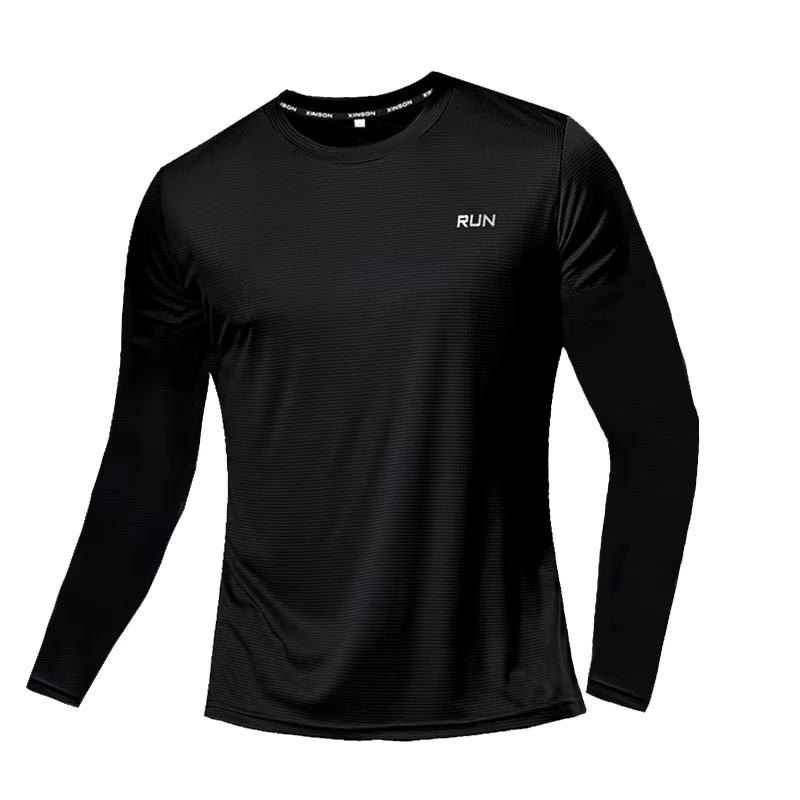 T-shirt de sport noir à manches courtes pour homme, maillot à col rond, séchage rapide, course à pie