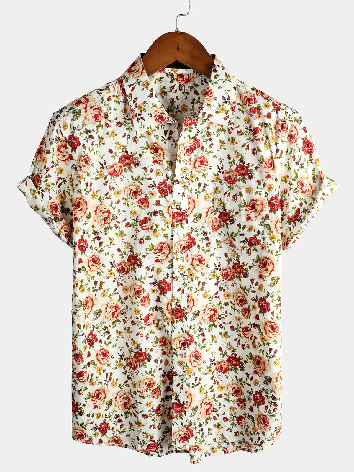 Hommes rayé décontracté vacances à manches courtes Orange été chemise boutonnée chemise hawaïenne ét