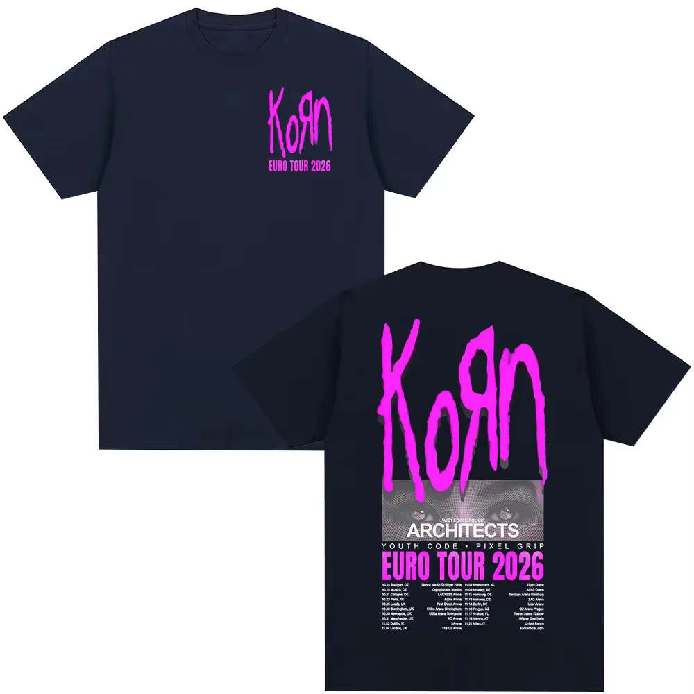 T-shirt Korn Tour Merch, cadeaux pour fans, t-shirts de groupe de rock gothique métal, vêtements pou