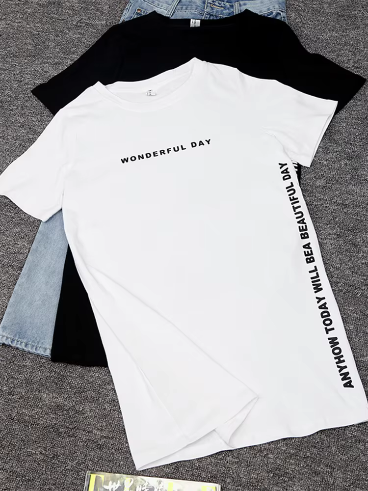 T-shirt manches courtes femme, ample, ample, en coton, imprimé jour de merveilles, été