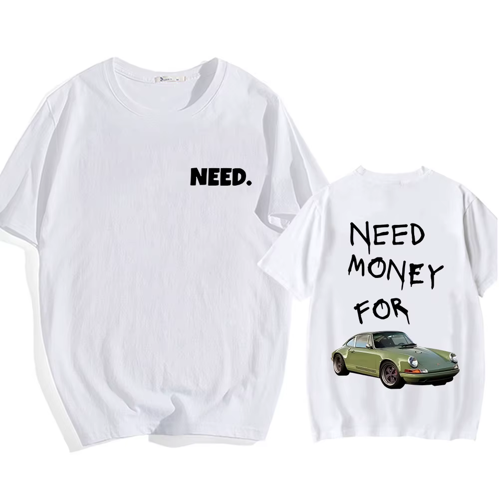Besoin d'argent pour voiture de course T-shirts à manches courtes hommes/femmes t-shirt coton haute