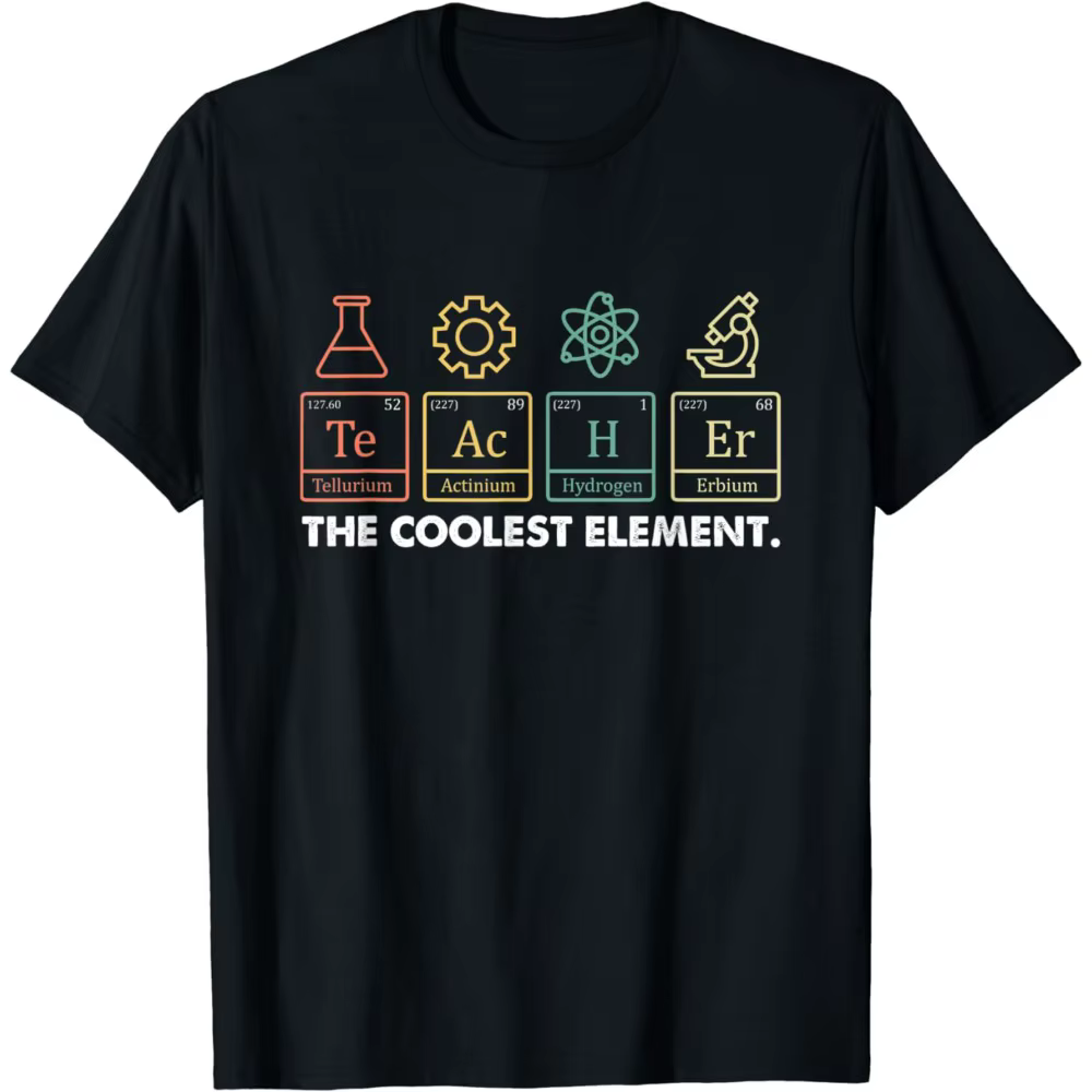 T-shirt manches courtes homme, décontracté, vintage, The Coolest 152 Tableau périodique, Chemist Tea