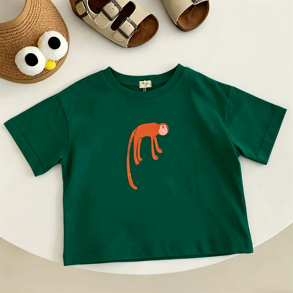 T-shirt mignon à manches courtes pour garçons et filles, vêtements pour bébés, pulls fins à col rond