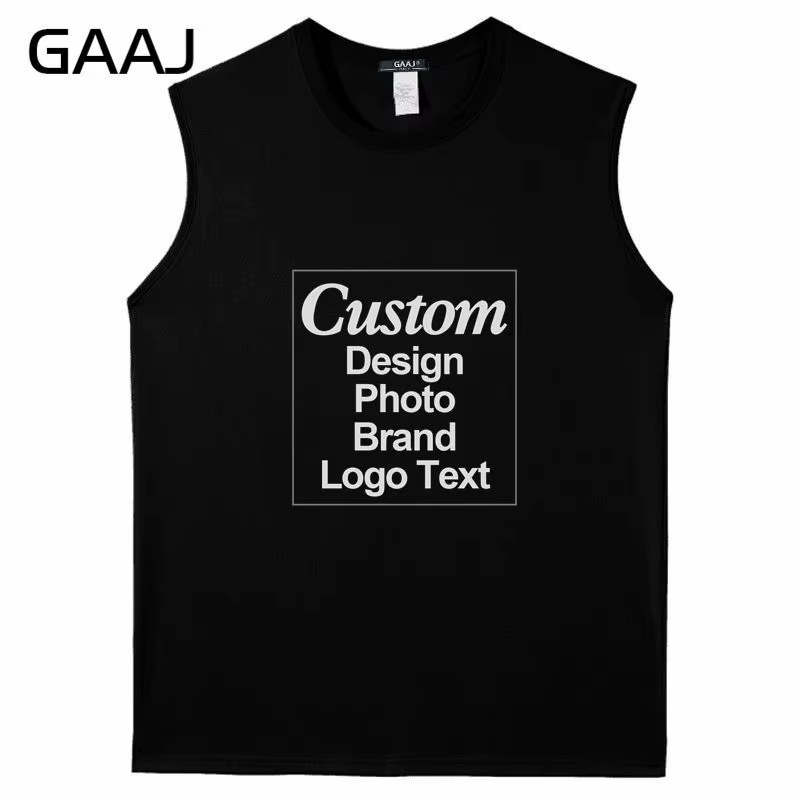 Débardeur personnalisé 100% coton avec impression DIY, logo de marque, sans manches, fitness, muscul