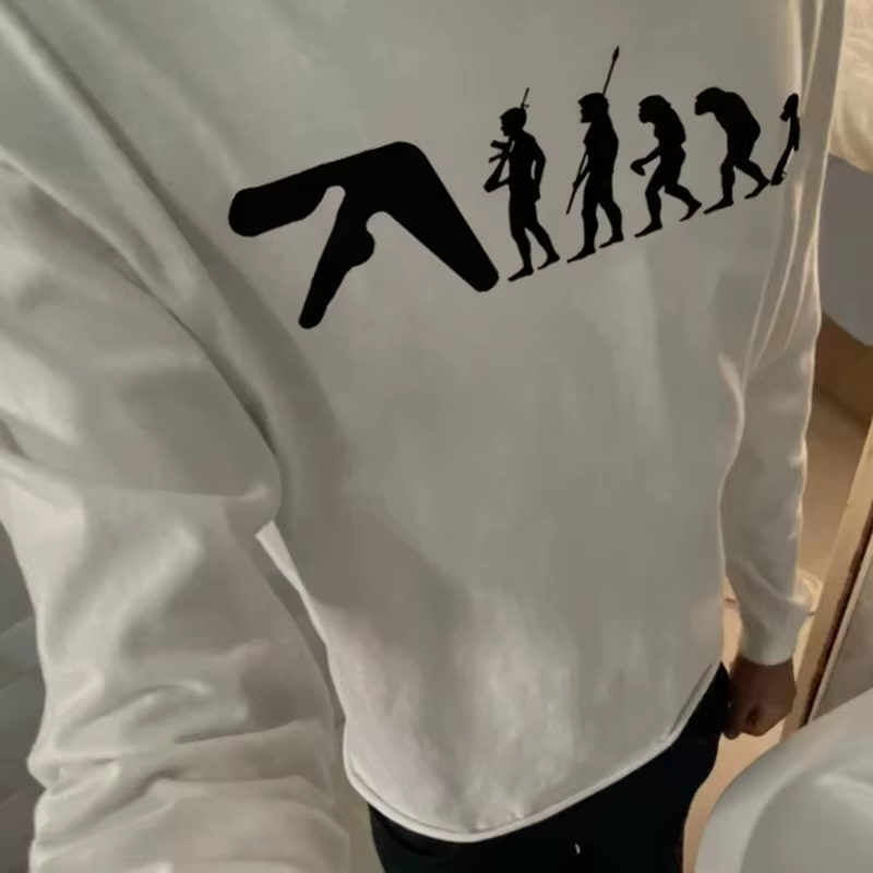 T-shirt homme Aphex Twin en coton, motif estival, coupe oversize, style esthétique coréen, manches l