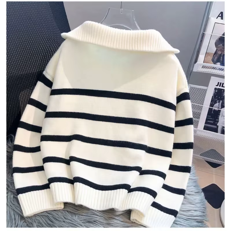 Pull pull femmes printemps et automne sous-vêtements 2023 nouvelle fermeture éclair rayure sous-couc