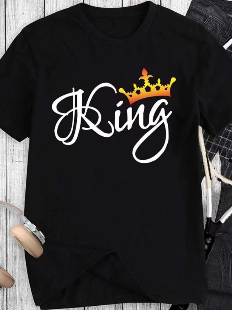 T-shirt imprimé couronne KING Calls EEN pour hommes et femmes, t-shirt à manches courtes pour les am