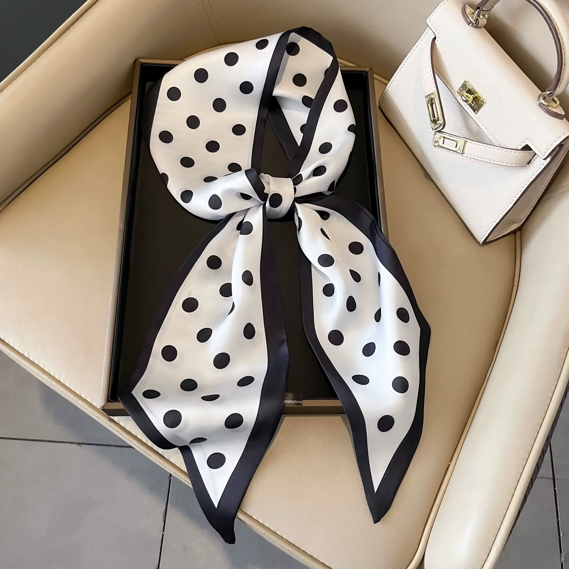 Écharpe à pois Long châle pour femmes printemps et été mode bandeau de cheveux foulards de cou foula