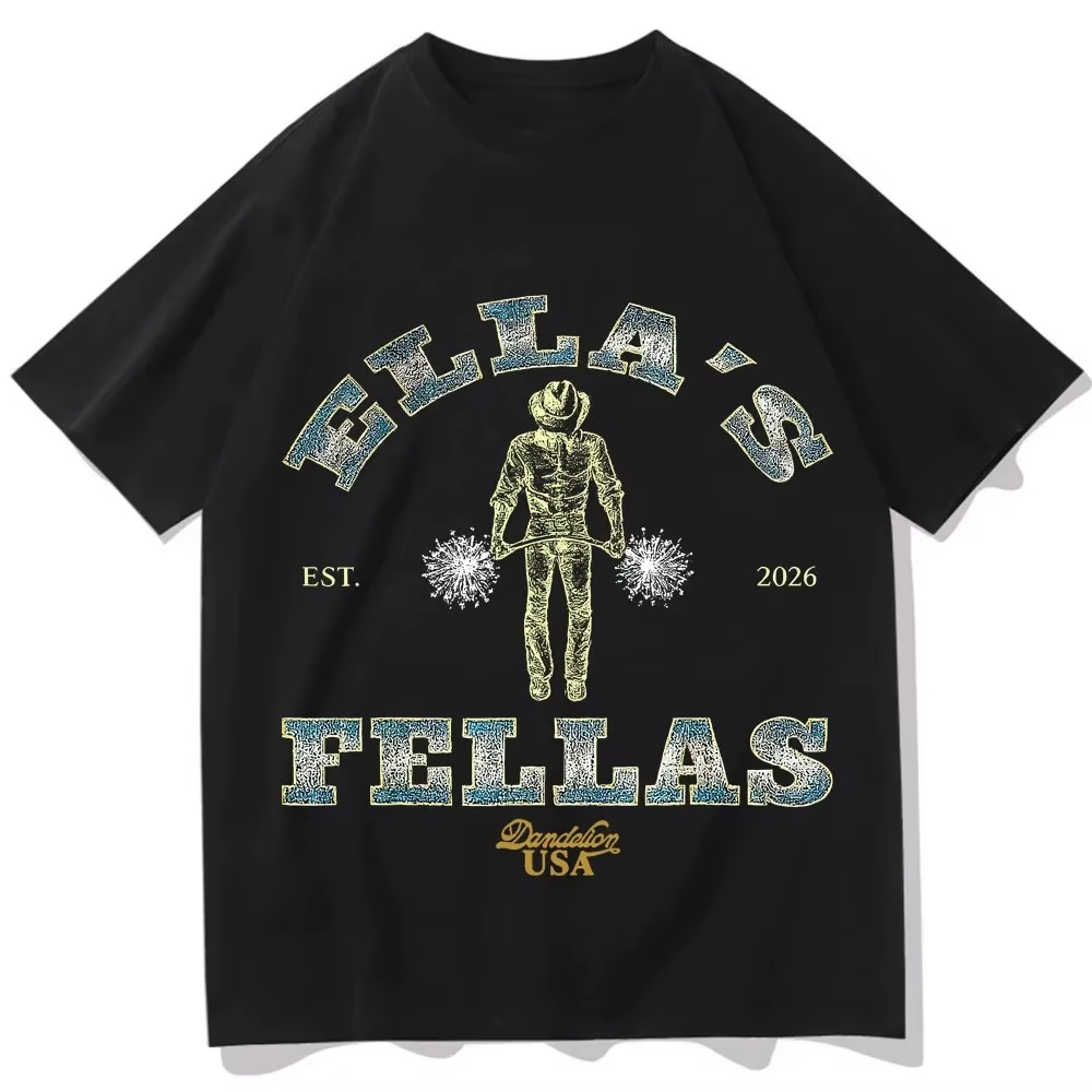 T-shirt tendance vintage été 2026 Ella Langley Ella's Fellas pour homme et femme, style Harajuku, ma