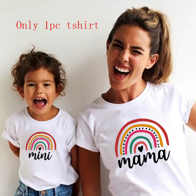 T-shirt de princesse pour mère et fille, vêtements assortis, look de famille, mode punk, mini, maman