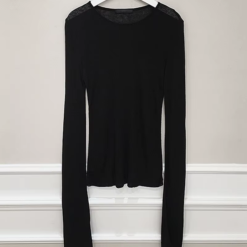 Shintimes T-Shirt à manches longues pour femmes, Sexy, Slim, élasticité de base, Style coréen