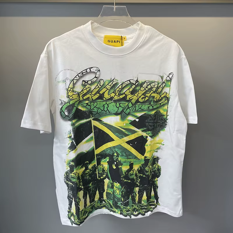 T-shirt vert avec logo Guapi White Revived V2 noir pour hommes et femmes