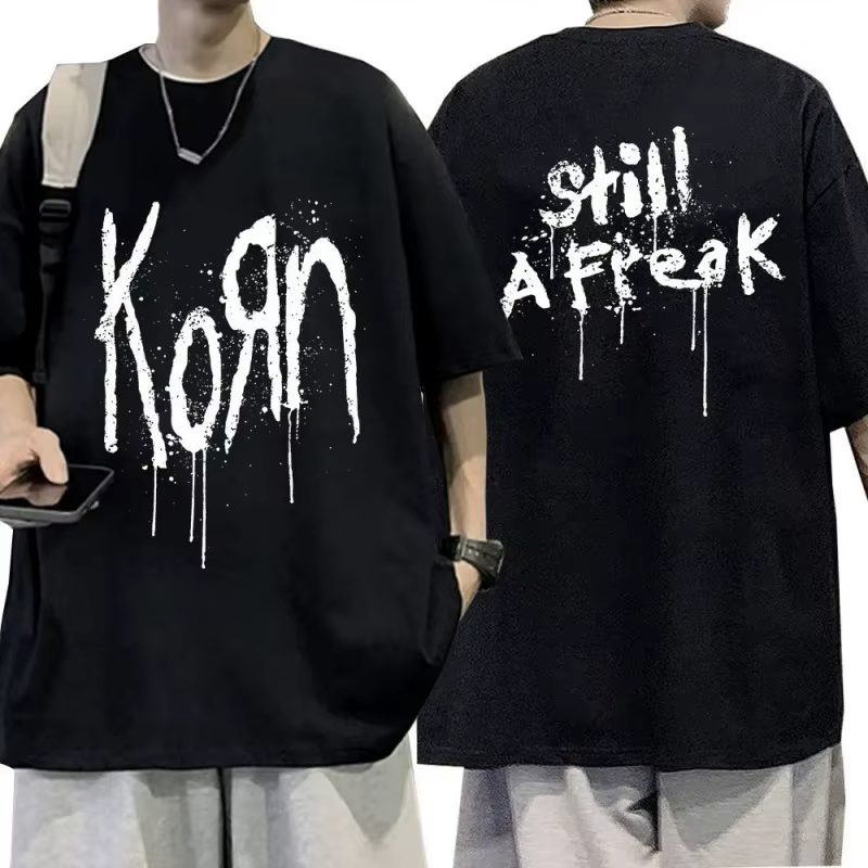 Korn Music Concert Rock Band Tour du monde T-shirt en pur coton personnalisé rue polyvalent 2024 mod