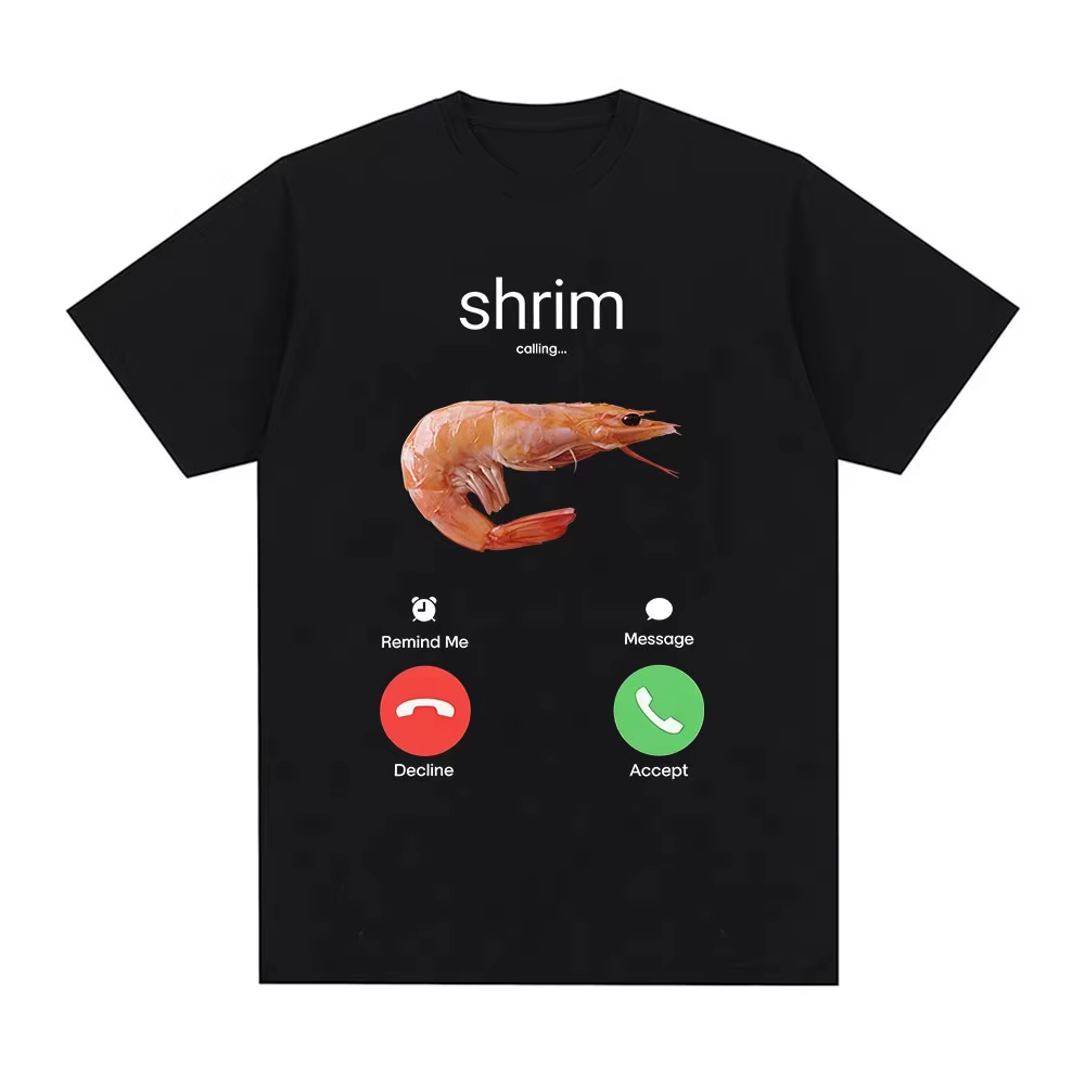 T-shirts à manches courtes en coton décontractés pour hommes et femmes, motif « Shrim Is Calling » (
