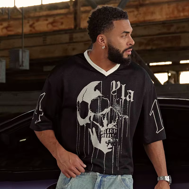 T-shirts hommes été nouveaux sport hommes T-shirts loisirs col en V mode vêtements amples et confort
