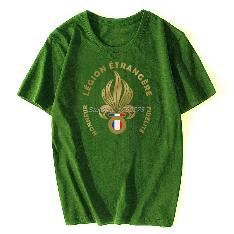 T-Shirt en Coton avec Logo du Régiment des Étrangères Françaises pour Homme, Vêtement Streetwear de