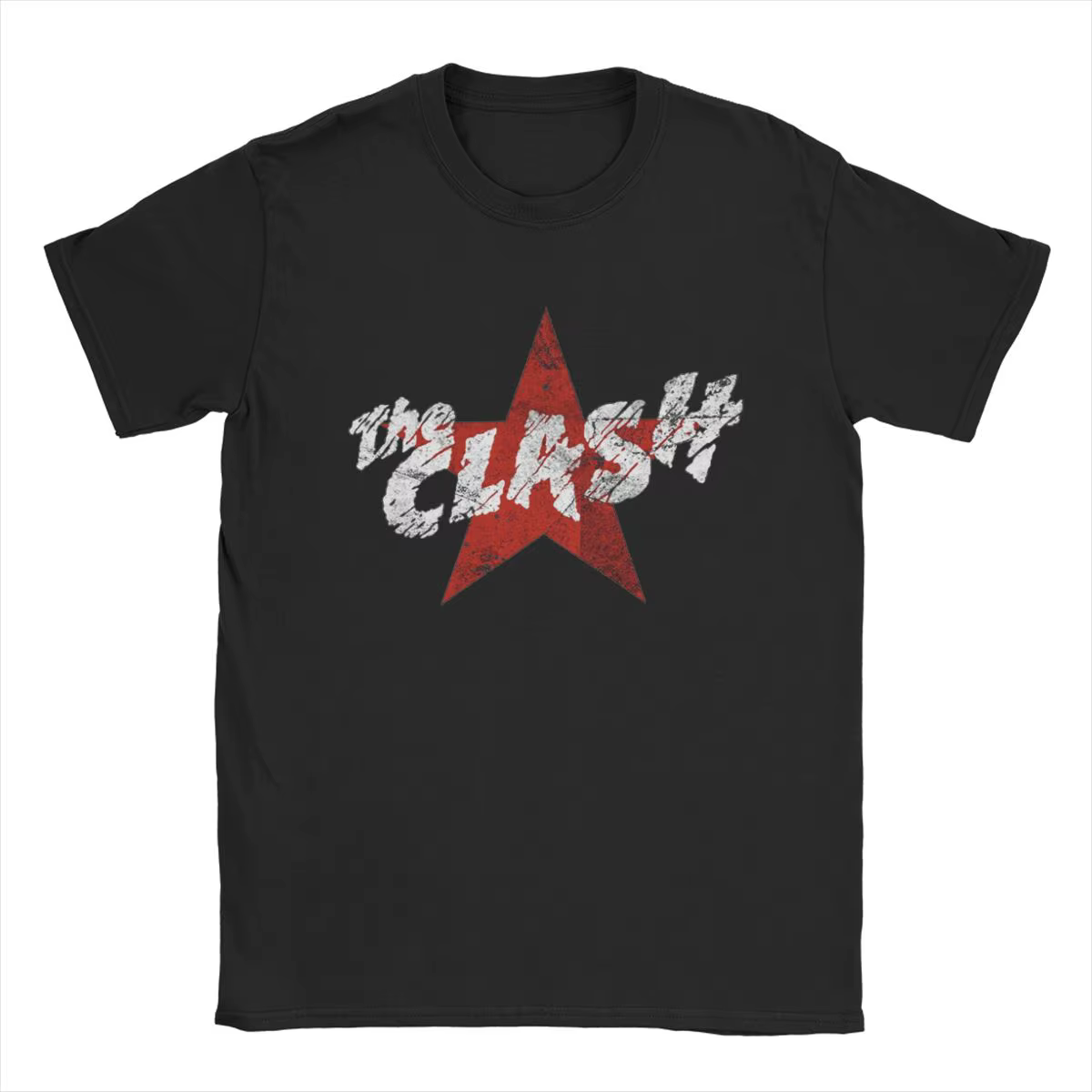 T-shirt manches courtes col rond homme, vintage, The Red Star Clash, 100% coton, cadeau d'urgence