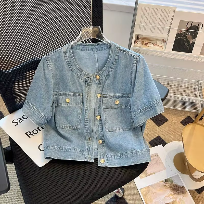 Streetwear femmes Denim vestes à manches courtes été Jean veste vêtements d'extérieur Ropa Mujer mod