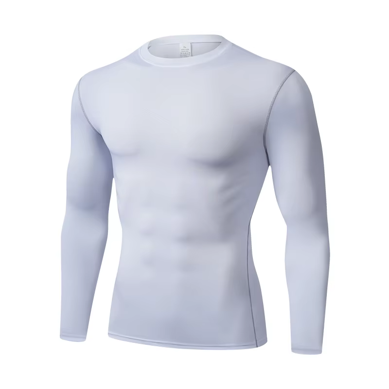 T-shirt de sport à manches longues pour homme, haute élasticité, séchage rapide, document solide, 20