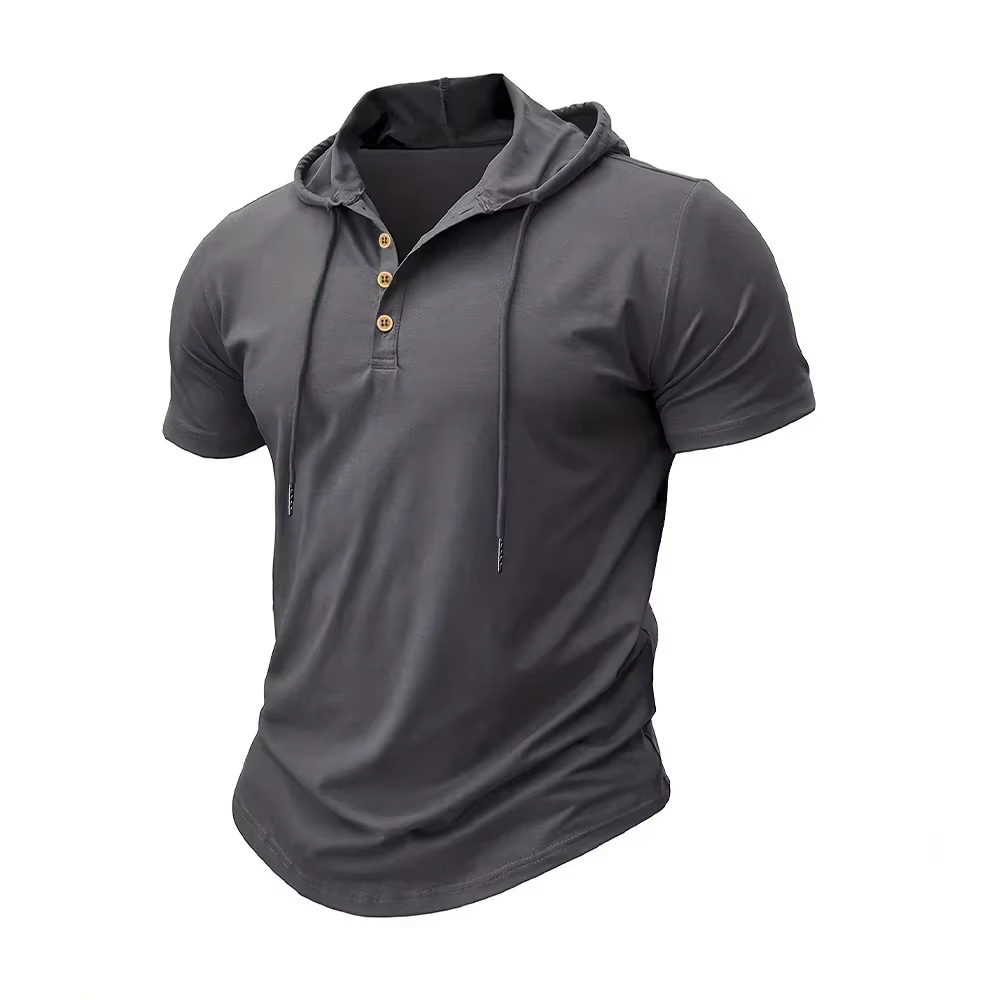 T-shirt à capuche pour hommes, Slim, Fitness, manches courtes, léger, Fitness, respirant, hauts de s