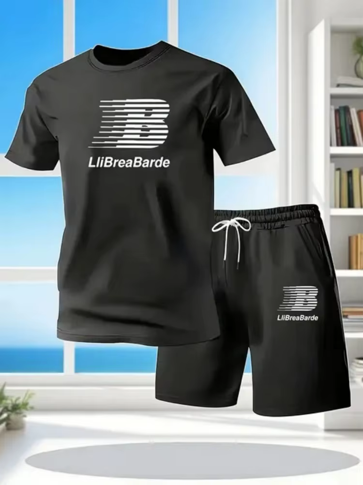 Nouvel ensemble de t-shirts à manches courtes pour hommes, ensemble de vêtements de sport tendance e
