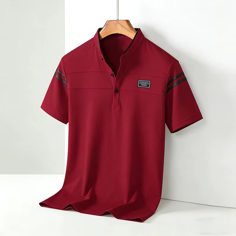 T-shirt POLO d'été pour hommes, décontracté, en coton, respirant, col montant, manches courtes, coré