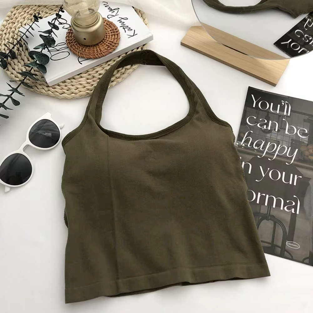 Haut à licou en polyamide précieux pour femme, nouveau