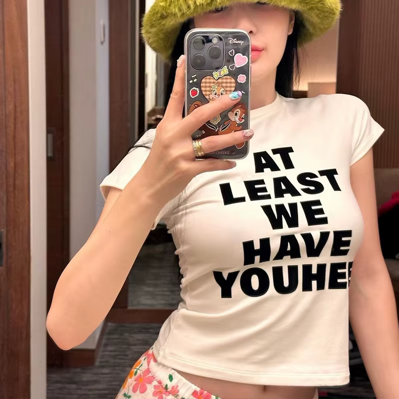 T-Shirt Y2k pour femmes, haut court, lettre des années 2000, Harajuku, mode coréenne, Streetwear, go