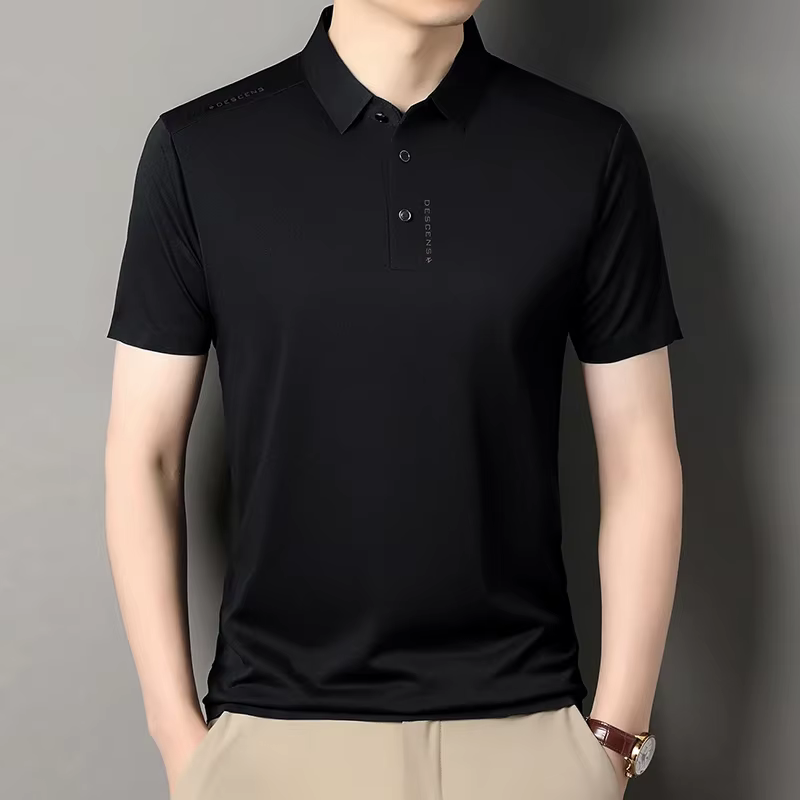 Nouveau Polo Homme Décontracté Imprimé à Manches Courtes Anti-Plis Respirant Confortable Été Polyval