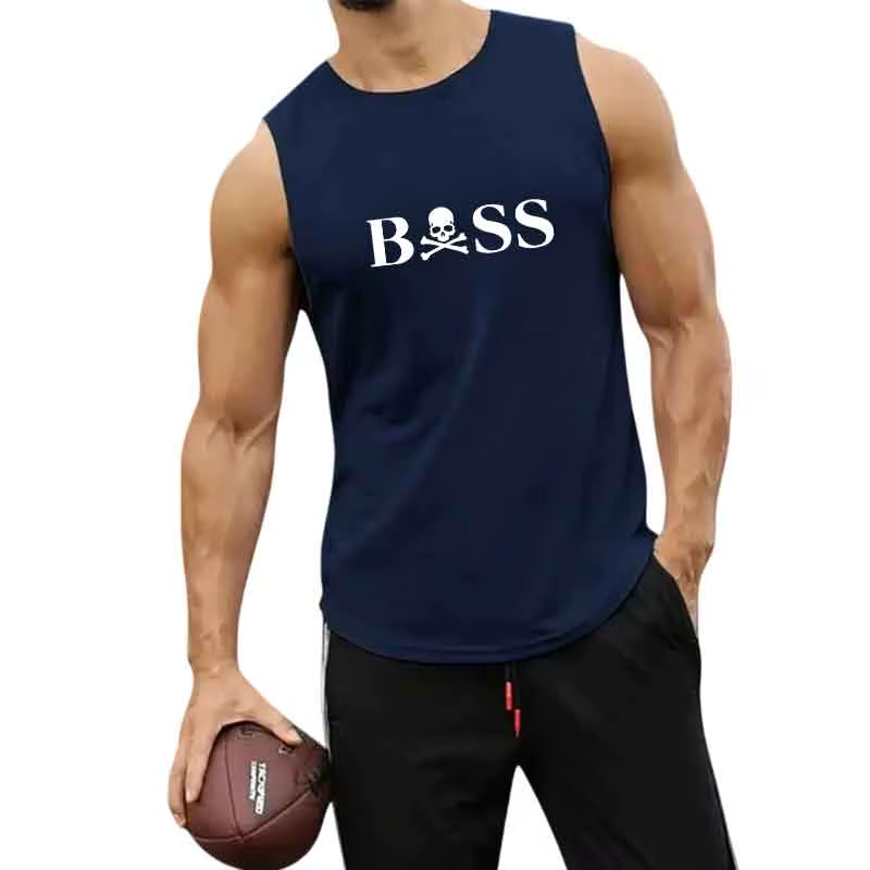 Débardeur de fitness ample pour hommes, t-shirt sans manches, vêtements de fitness, gilet d'entraîne