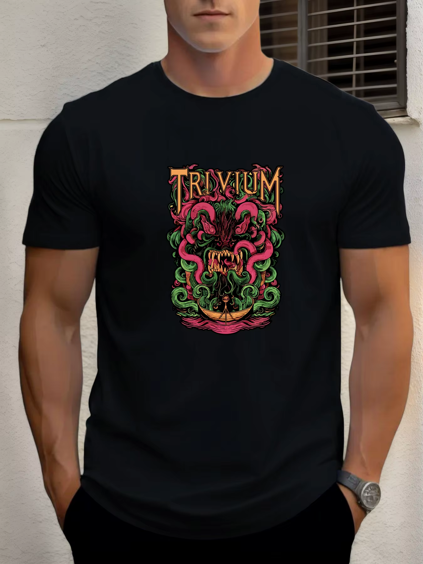 T-shirts pour hommes trivia monster 100 % coton impression graphique été t-shirt col rond décontract