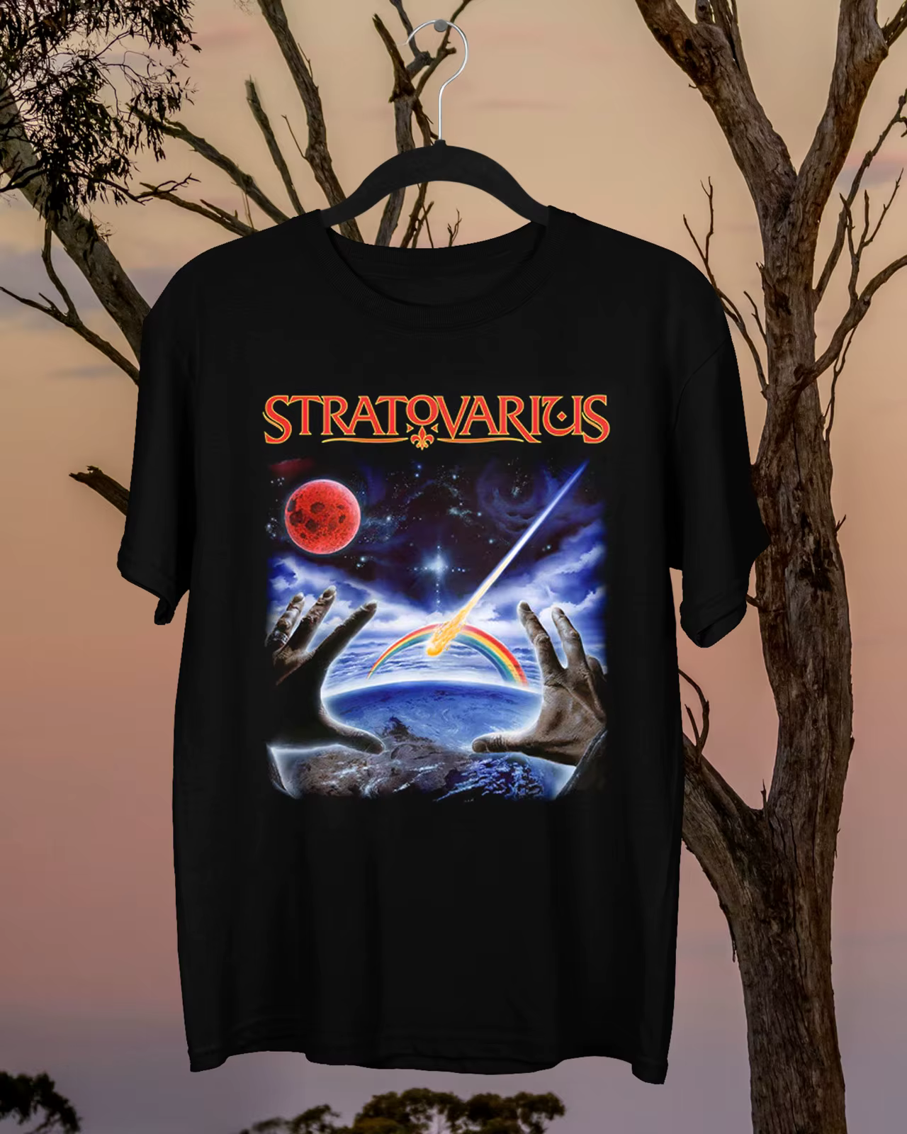 IceATOVARIUS-T-Shirt Noir à Manches Courtes, Nouvelle Collection